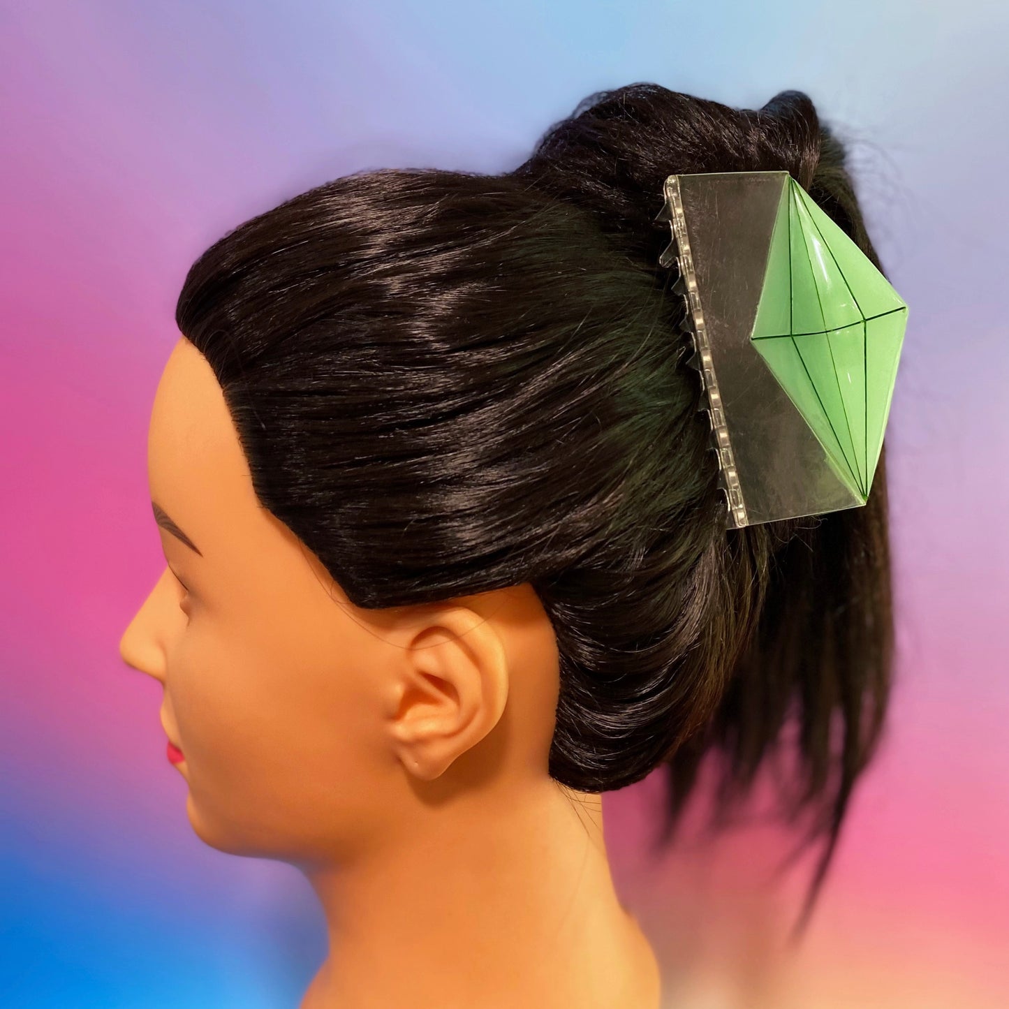 **READY TO SHIP** Green Plumbob Claw Clip (GLOWS IN THE DARK!)