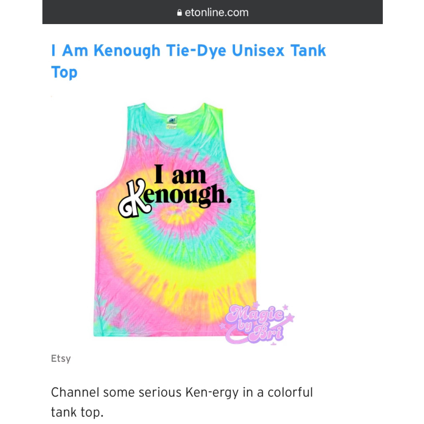 **READY TO SHIP** I am Kenough. Tie-Dye Unisex Tank Top