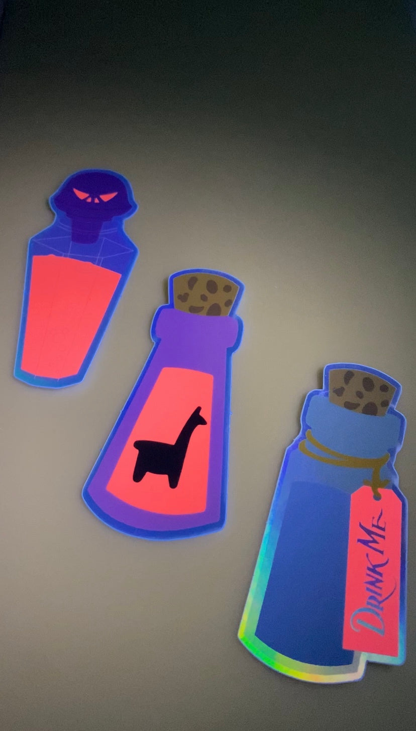 **READY TO SHIP** Alice’s Drink Me Potion Sticker (HOLOGRAPHIC & UV REACTIVE)