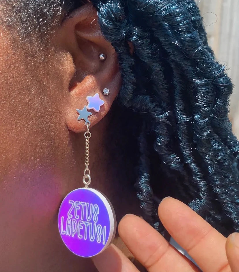 Zenon's Disk Earring (HOLOGRAPHIC)