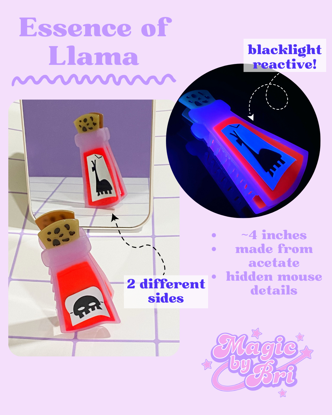 Essence of Llama Claw Clip PREORDER (SHIPS IN MAY) (UV REACTIVE)