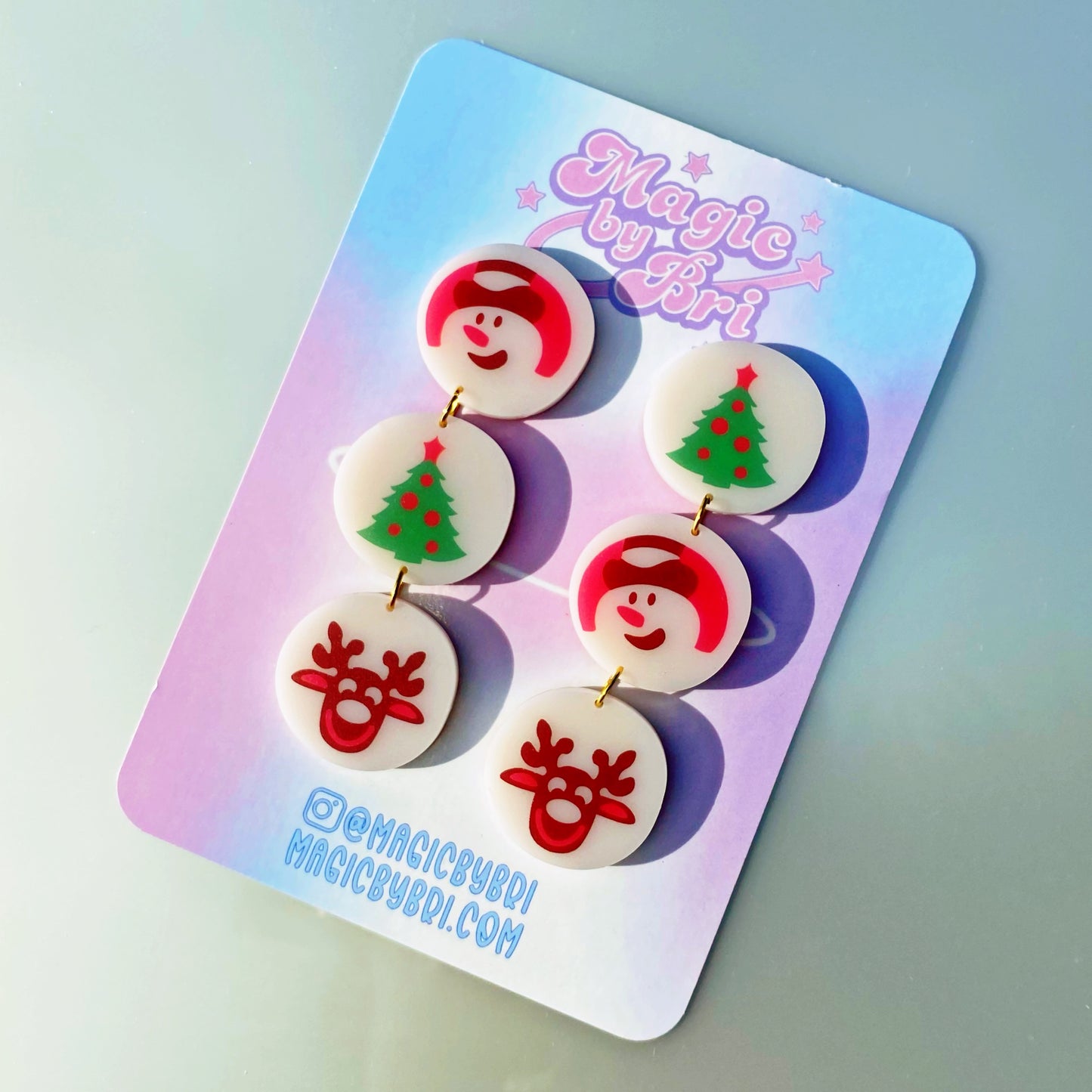 Holiday Sugar Cookies- Christmas Trio Dangles